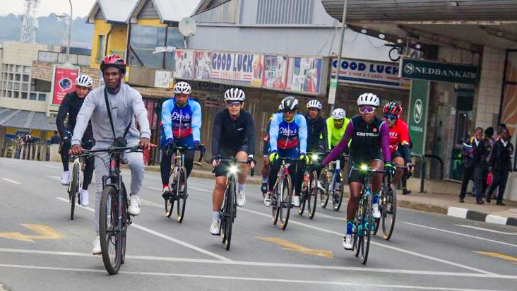 some of the cyclists sweating it out during the AlphSZ Border 2 Border Cycle Tour which started at Ngwenya Border Gate and ended at Lavumisa Border Gate. (Pics: Sanele Jele)